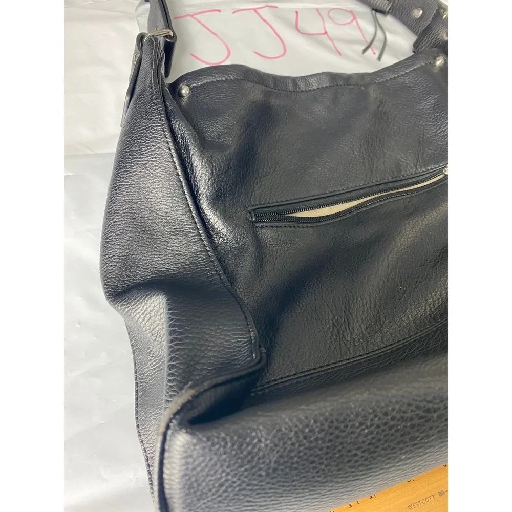 Sondra Roberts Black‎ Leather Hobo Shoulder Bag Tassel Zip Pocket